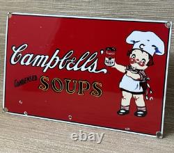 Vintage Campbell's Soup Porcelain Sign Cracker Gas Station Grocery Store Oil