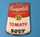 Vintage Campbells Soup Sign Tomato Can Piggly Store Gas Pump Porcelain Sign