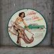 Vintage Car Pinupgirl Style Gas Station Service Man Cave Oil Porcelain Sign 015