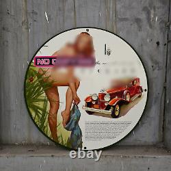 Vintage Car Pinupgirl Style Gas Station Service Man Cave Oil Porcelain Sign 116