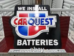 Vintage Carquest Metal Sign Advertising We Install Batteries Large 24×21 NOS