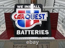 Vintage Carquest Metal Sign Advertising We Install Batteries Large 24×21 NOS