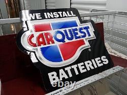 Vintage Carquest Metal Sign Advertising We Install Batteries Large 24×21 NOS