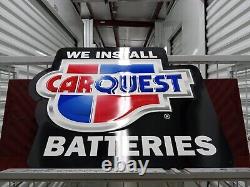 Vintage Carquest Metal Sign Advertising We Install Batteries Large 24×21 NOS