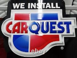 Vintage Carquest Metal Sign Advertising We Install Batteries Large 24×21 NOS