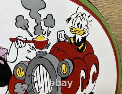 Vintage Castrol Motor Oil Porcelain Dealership Sign Gas Station Disney Donald