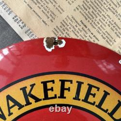 Vintage Castrol Wakefield Motor Oil 12 Inch Convex Porcelain Enamel Sign