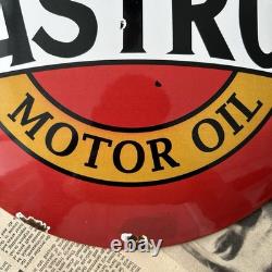 Vintage Castrol Wakefield Motor Oil 12 Inch Convex Porcelain Enamel Sign