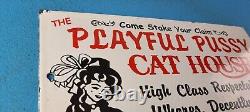 Vintage Cat House Sign Basement Room Bed for Sale Sign Gas Service Pump Sign