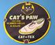 Vintage Cats Paw Shoes Sign Porcelain Cat Tex Gas Service Pump Sign