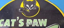Vintage Cats Paw Shoes Sign Porcelain Cat Tex Gas Service Pump Sign