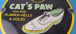Vintage Cats Paw Shoes Sign Porcelain Cat Tex Gas Service Pump Sign