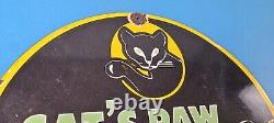 Vintage Cats Paw Shoes Sign Porcelain Cat Tex Gas Service Pump Sign