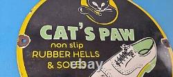 Vintage Cats Paw Shoes Sign Porcelain Cat Tex Gas Service Pump Sign