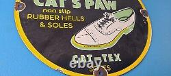 Vintage Cats Paw Shoes Sign Porcelain Cat Tex Gas Service Pump Sign