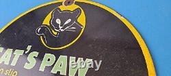 Vintage Cats Paw Shoes Sign Porcelain Cat Tex Gas Service Pump Sign