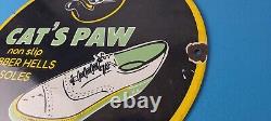 Vintage Cats Paw Shoes Sign Porcelain Cat Tex Gas Service Pump Sign
