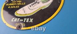 Vintage Cats Paw Shoes Sign Porcelain Cat Tex Gas Service Pump Sign