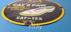 Vintage Cats Paw Shoes Sign Porcelain Cat Tex Gas Service Pump Sign