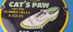Vintage Cats Paw Shoes Sign Porcelain Cat Tex Gas Service Pump Sign