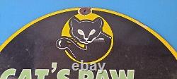 Vintage Cats Paw Shoes Sign Porcelain Cat Tex Gas Service Pump Sign