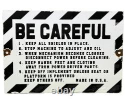 Vintage Caution Sign Be Careful Porcelain Sign Gas Oil Machine Shop Wood Working