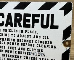 Vintage Caution Sign Be Careful Porcelain Sign Gas Oil Machine Shop Wood Working
