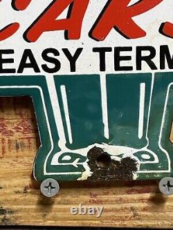 Vintage Certified Used Cars Porcelain Sign Gas Pump Plate Motor Oil Auto Sales