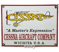 Vintage Cessna Aircraft Co Porcelain Sign Airplane Hangar Gas Station Motor Oil