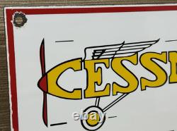 Vintage Cessna Aircraft Co Porcelain Sign Airplane Hangar Gas Station Motor Oil