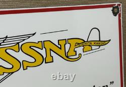 Vintage Cessna Aircraft Co Porcelain Sign Airplane Hangar Gas Station Motor Oil