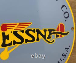 Vintage Cessna Aircraft Co Porcelain Sign Airplane Hangar Gas Station Motor Oil
