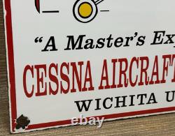 Vintage Cessna Aircraft Co Porcelain Sign Airplane Hangar Gas Station Motor Oil