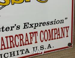 Vintage Cessna Aircraft Co Porcelain Sign Airplane Hangar Gas Station Motor Oil