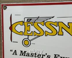 Vintage Cessna Aircraft Co Porcelain Sign Airplane Hangar Gas Station Motor Oil