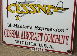 Vintage Cessna Aircraft Co Porcelain Sign Airplane Hangar Gas Station Motor Oil