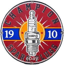 Vintage Champion Spark Plugs Porcelain Sign Dealership Gas Station Motor Oil