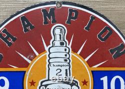Vintage Champion Spark Plugs Porcelain Sign Dealership Gas Station Motor Oil