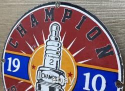 Vintage Champion Spark Plugs Porcelain Sign Dealership Gas Station Motor Oil