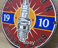Vintage Champion Spark Plugs Porcelain Sign Dealership Gas Station Motor Oil