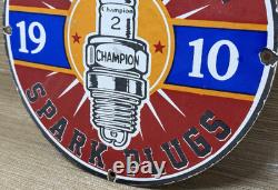 Vintage Champion Spark Plugs Porcelain Sign Dealership Gas Station Motor Oil