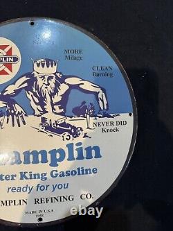Vintage Champlin Refining Co. Winter King Porcelain Gas Oil Garage Service Sign