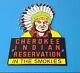 Vintage Cherokee Indian Porcelain Native American Service State Park Pump Sign
