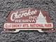 Vintage Cherokee Smokey Mountains National Park Porcelain License Plate Topper
