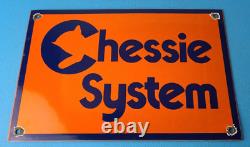 Vintage Chessie System Railroad Sign Porcelain Model Train Station Hobby Sign