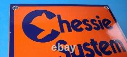 Vintage Chessie System Railroad Sign Porcelain Model Train Station Hobby Sign
