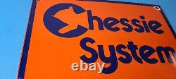 Vintage Chessie System Railroad Sign Porcelain Model Train Station Hobby Sign