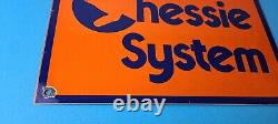 Vintage Chessie System Railroad Sign Porcelain Model Train Station Hobby Sign