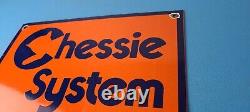 Vintage Chessie System Railroad Sign Porcelain Model Train Station Hobby Sign