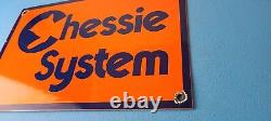 Vintage Chessie System Railroad Sign Porcelain Model Train Station Hobby Sign